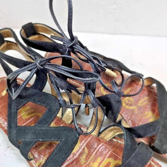 Sam Edelman Women's 6.5 Black Suede "Gemma" Gladiator Sandals - Picture 2 of 6